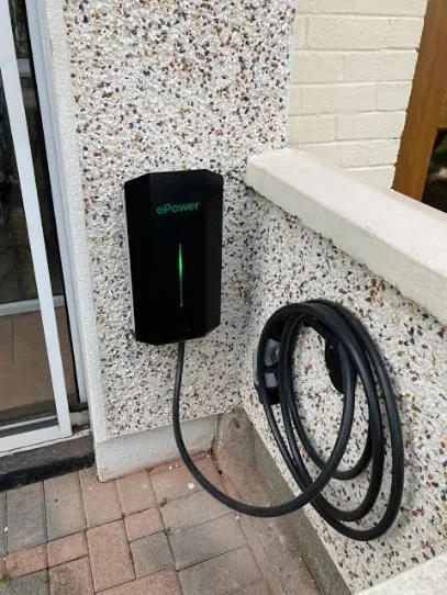 Close up of a finished charger and cable run